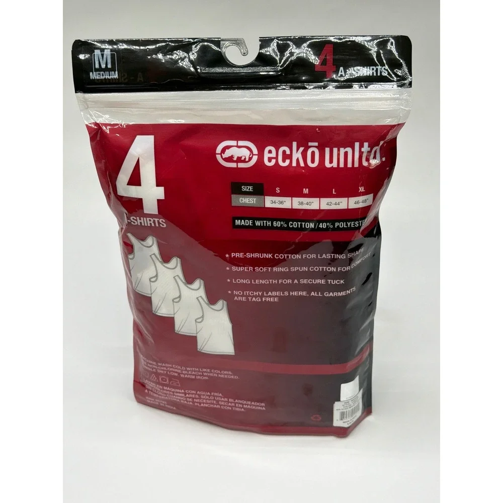 Ecko Unltd Mens 4‎ Pack White A Shirts Size Medium